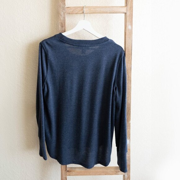 NINE WEST SLATE BLUE CREWNECK SWEATER TOP SZ L - Picture 2 of 6